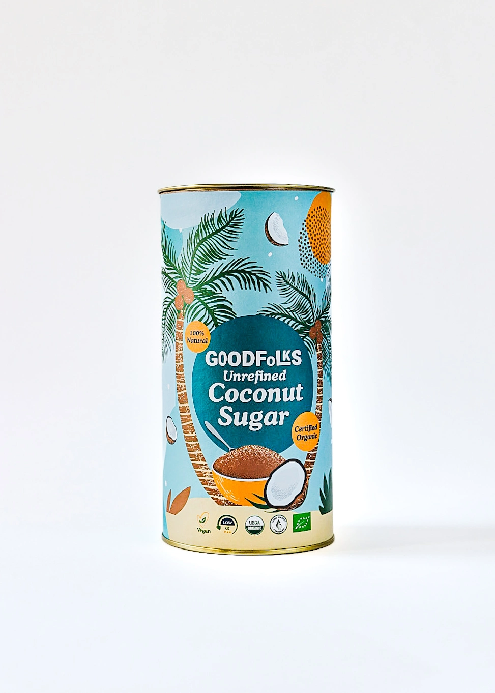 Goodfolks Organic Coconut Sugar pack, vegan gluten-free low GI USDA Organic natural sweetener.