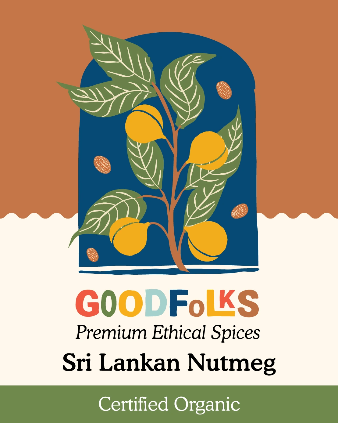 Goodfolks Organic Whole Nutmeg without shell in burlap gift bag, USDA Organic Sri Lankan.