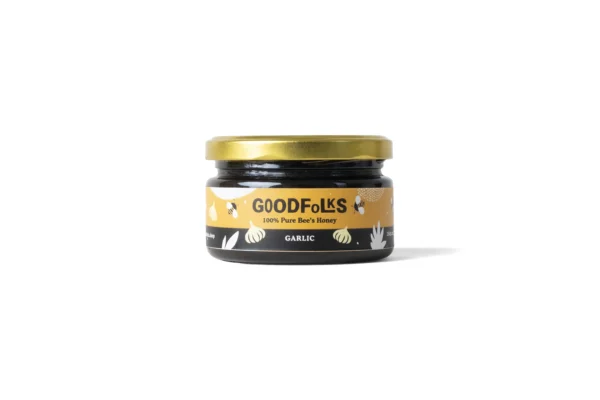 Goodfolks Bee Honey with Garlic 250g jar, Ayurvedic heart immunity blend raw